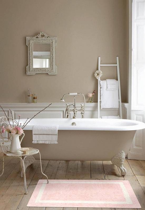 Розовый коврик для ванной из хлопка Liberte-Beige