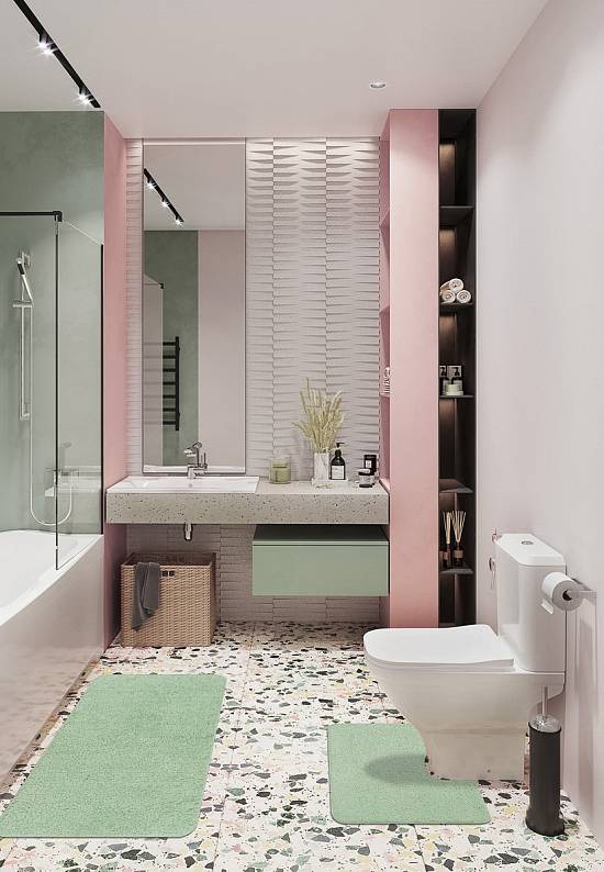 Зеленый комплект мягких ковриков для ванной и туалета Unimax 2542 Almond BQ