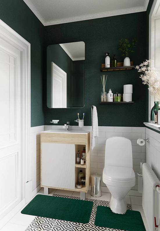 Зеленый комплект мягких ковриков для ванной и туалета Unimax 2536 Hunter Green BQ