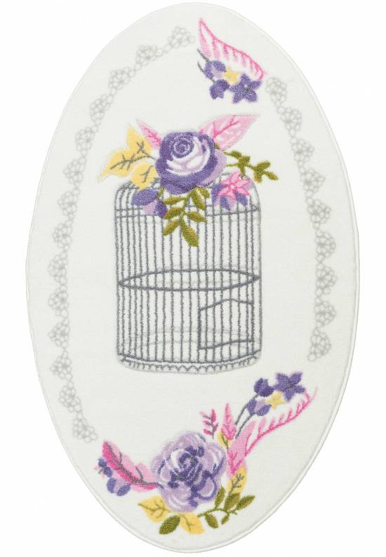 Белый коврик для ванной  Flower Cage 01 Purple