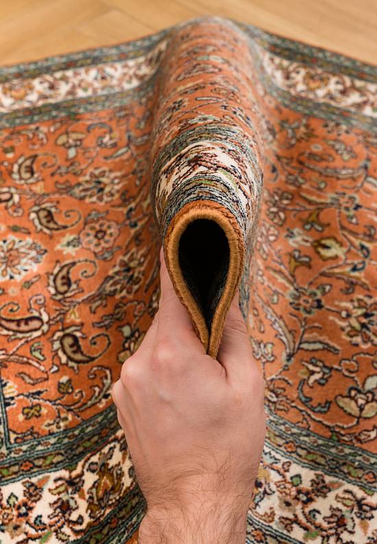 Шелковый ковер ручной работы из Индии 244159-Afshar rust/beige
