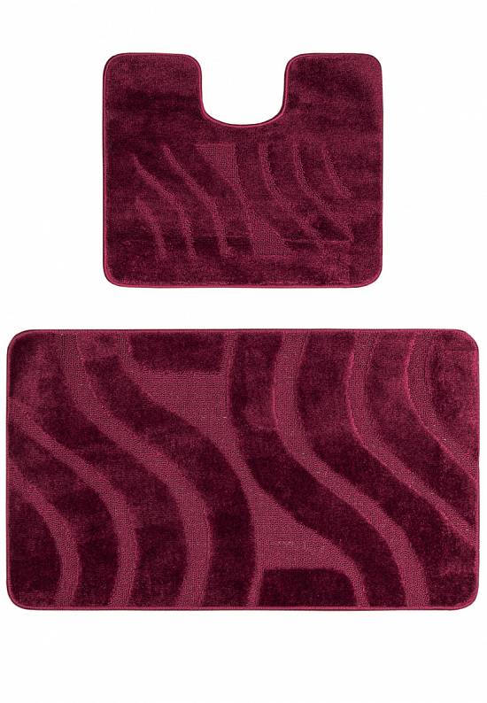 Бордово-фиолетовый комплект ковриков для ванной комнаты и туалета Symphony 2576 Aubergine BQ