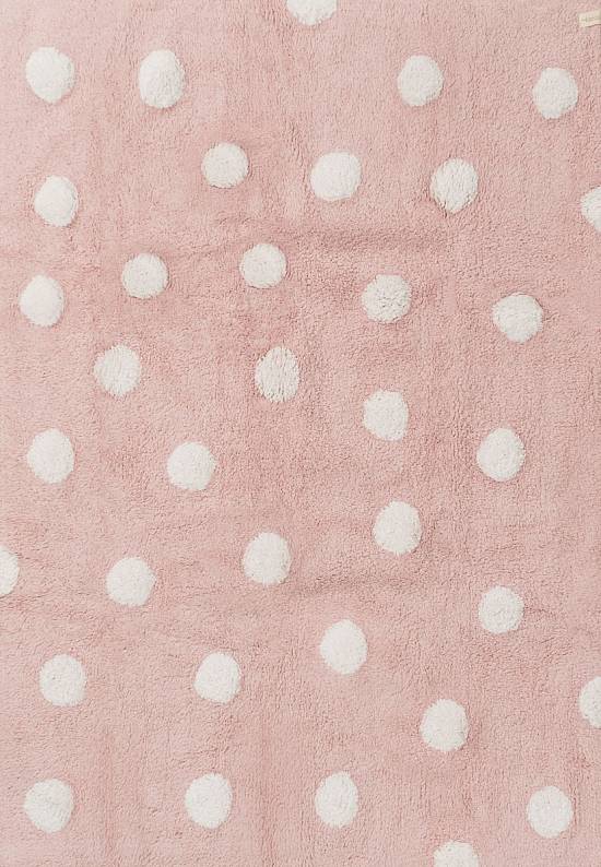 Детский стираемый ковер Polka Dots Pink-White
