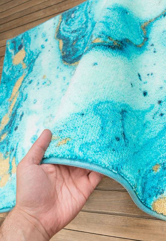 Бирюзовый коврик для ванной  Marbling 01 Turquoise