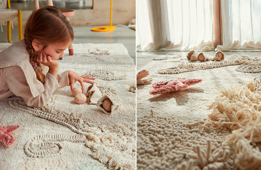 Хлопковый рельефный ковер в интерьере Lorena Canals Cotton Seabed Play Rug