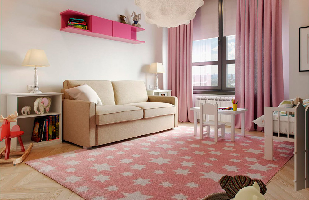 Розовый ковёр в детской Matrix Kids Moldabela 5610-16822