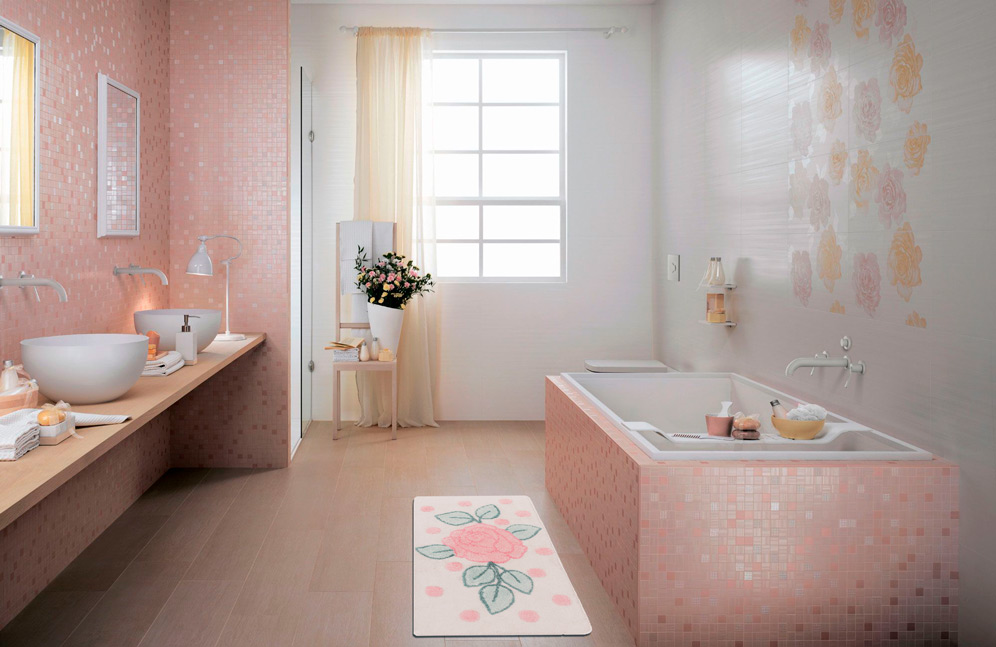 Коврик для ванной из акрила в интерьере Confetti Bath Elite Biblos 401 Snow-White