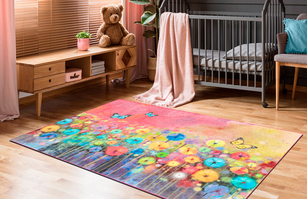 Детский цветочный ковёр в интерьере Confetti Kids Flower Field 01 Pink