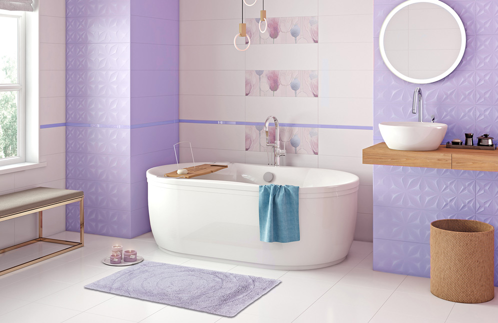 Сиреневый коврик для ванной Irya Bath Waves-Lilac