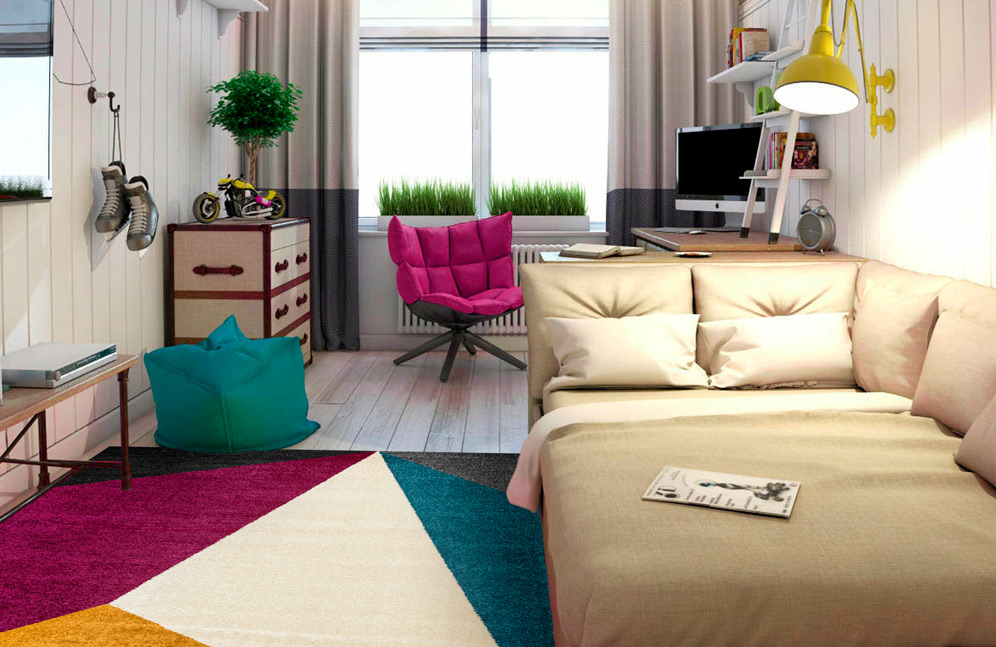 Разноцветный ковёр в комнате подростка Montage BM2221_B139