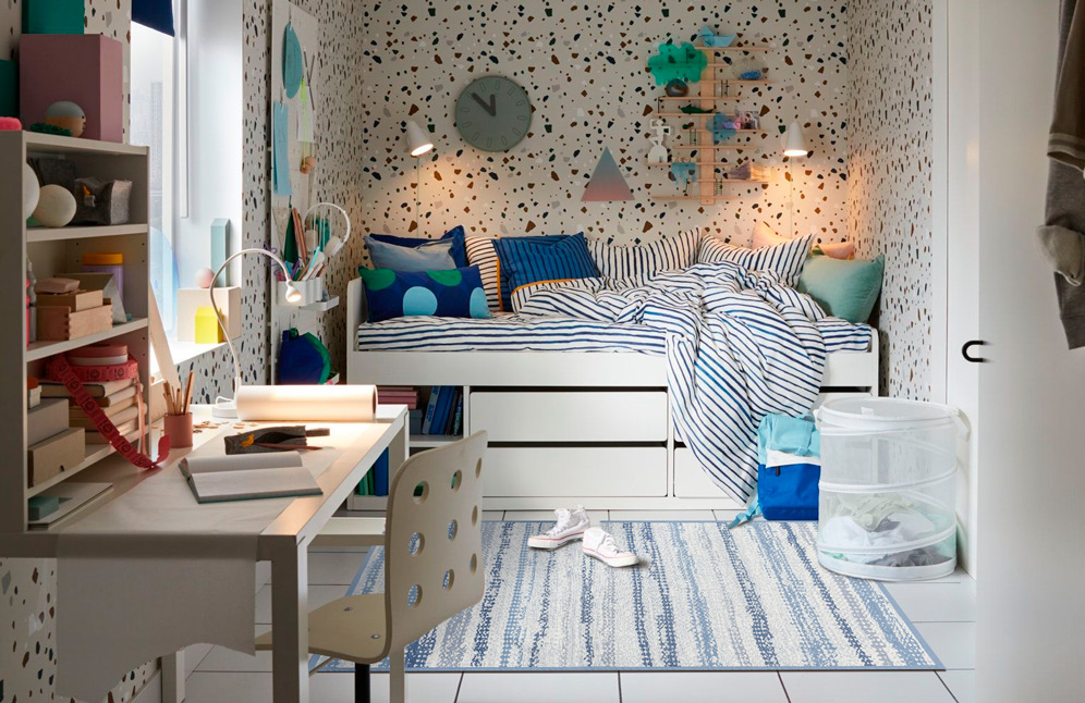 Хлопковый ковёр в комнате подростка Smart Weave Saara-Blue