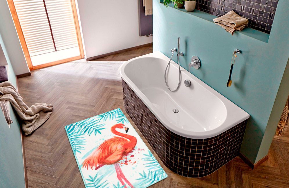 Яркий коврик с фламинго в ванной Confetti bath Flamingo