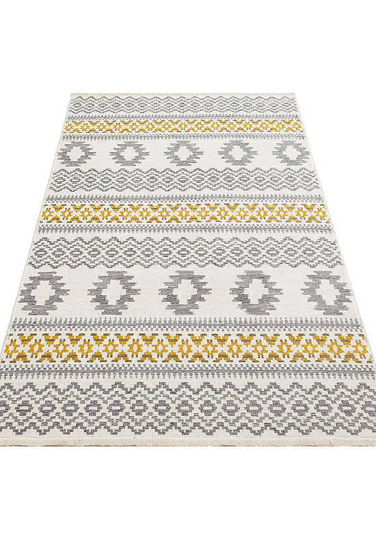 Двусторонний безворсовый ковер NK 09 Grey Yellow