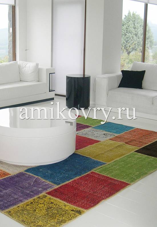Безворсовый ковер-пэчворк ручной работы 101-Multy