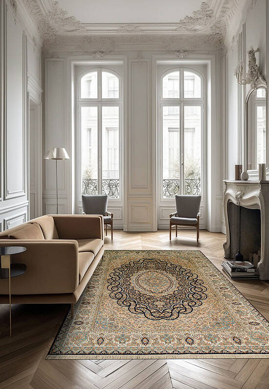 Шелковый ковер ручной работы IIST-GI7KKEKJ2 Kashan Blue