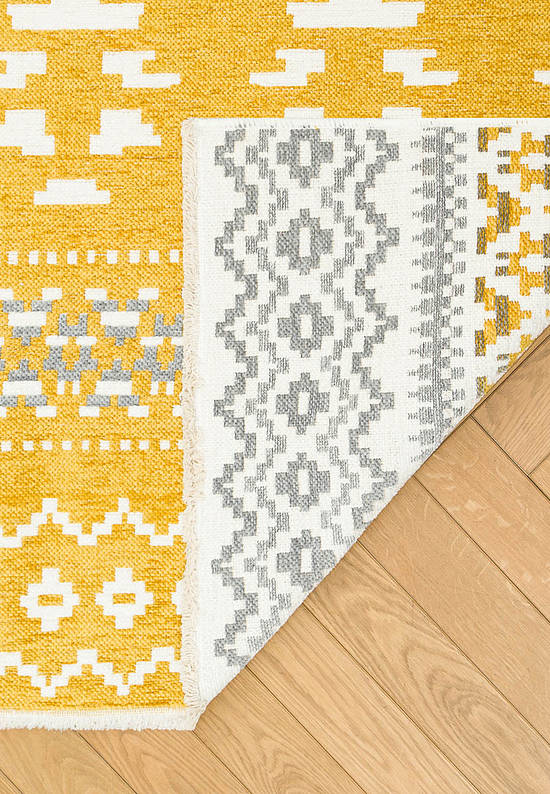Двусторонний безворсовый ковер NK 09 Grey Yellow