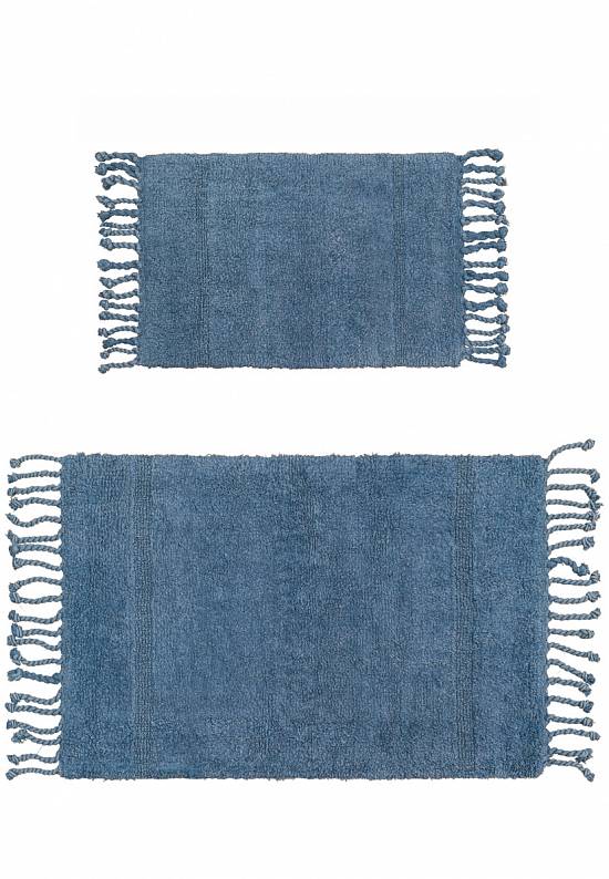 Синий комплект ковриков для ванной и туалета Paloma-Denim Blue
