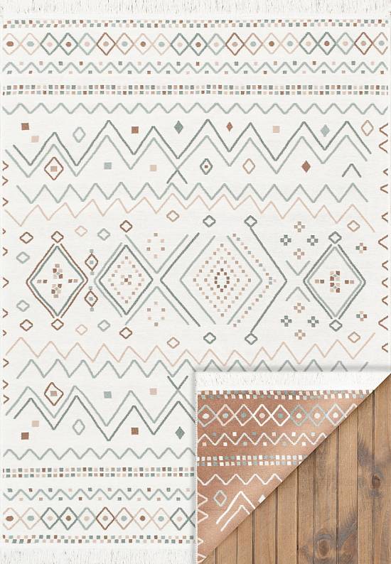 Двусторонний безворсовый ковер в этно-стиле AR 05 Beige Blue