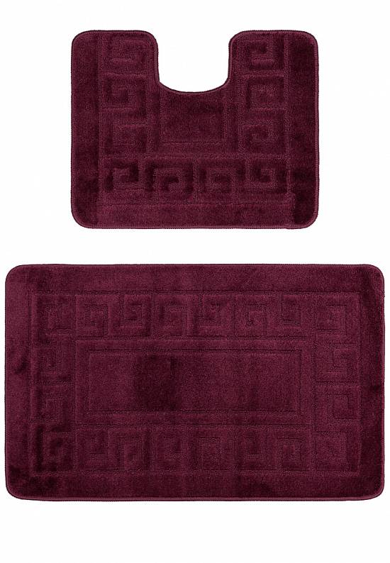 Малиново-фиолетовый комплект ковриков для ванной комнаты и туалета Ethnic 2576 Aubergine PS