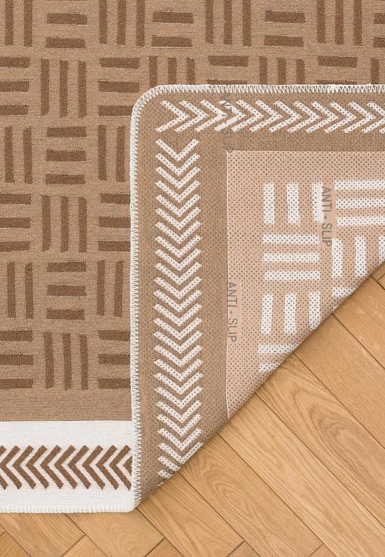 Безворсовый ковер из хлопка ARN 03 Brown White