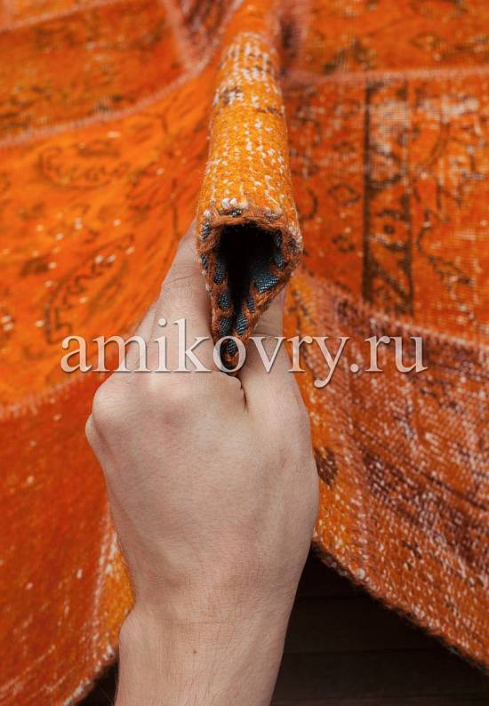 Безворсовый ковер-пэчворк ручной работы 004-Amber Glow