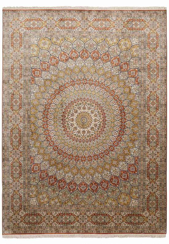 Шелковый ковер из Индии Hamadan Red Beige