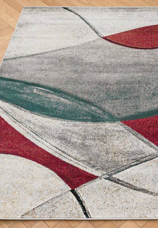 Современный синтетический ковер D827-Gray-Red