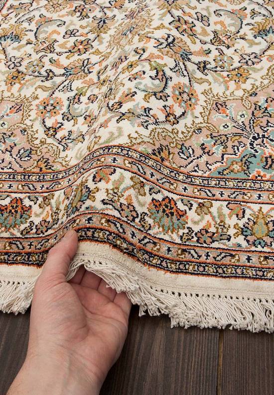 Шелковый ковер ручной работы из Индии 244189-Keshan beige/rose