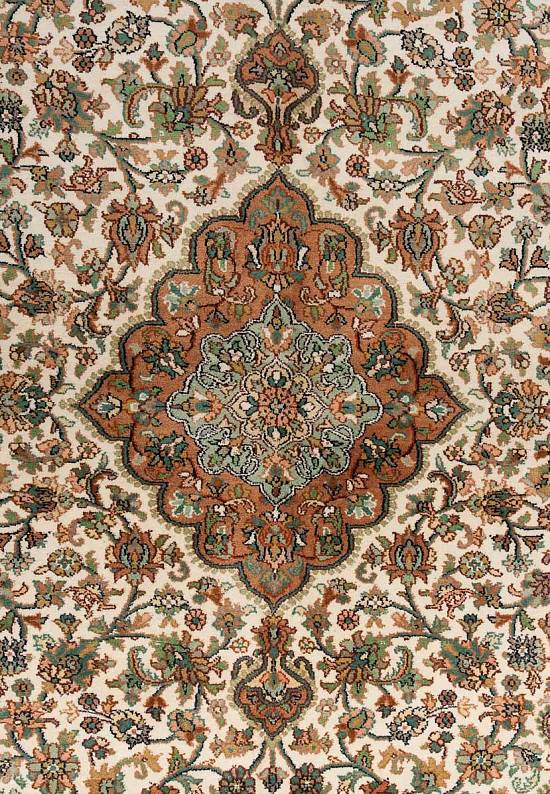 Шелковый ковер ручной работы из Индии 244190-Kerman beige/brown