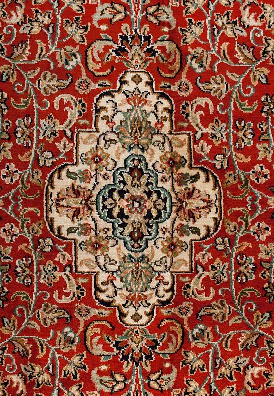 Шелковый ковер ручной работы из Индии 244168-Keshan red/beige