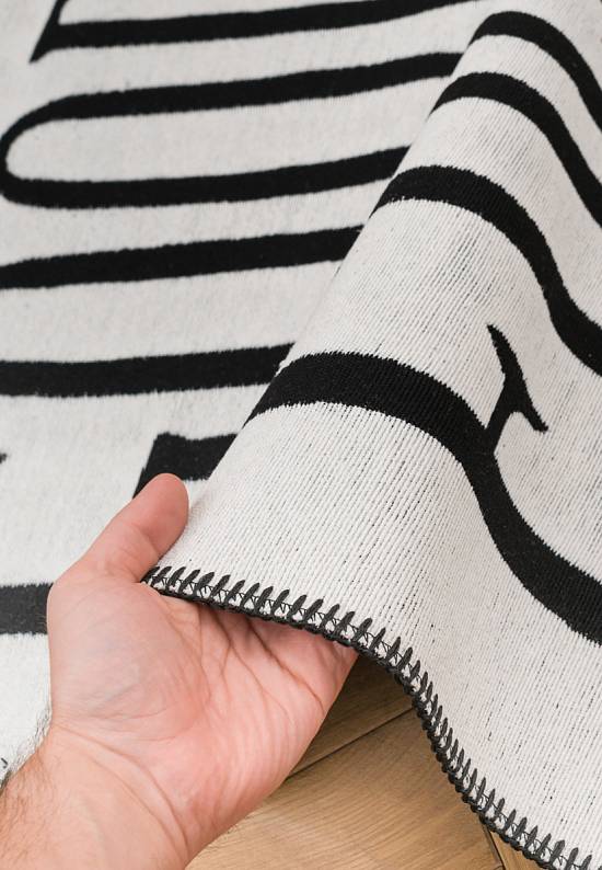 Безворсовый ковер из хлопка ARN 01 White Black