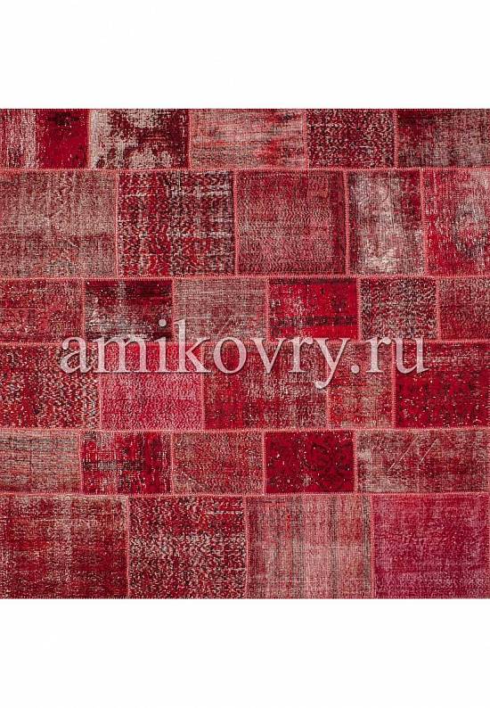 Безворсовый ковер-пэчворк ручной работы 013-Ribbon Red