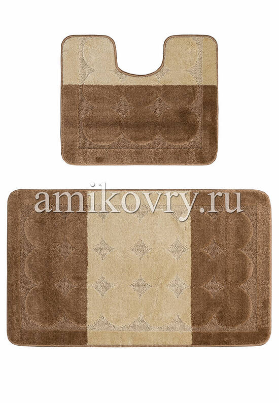Коричневый комплект ковриков для ванной комнаты и туалета Edremit 2546 Light Brown BQ