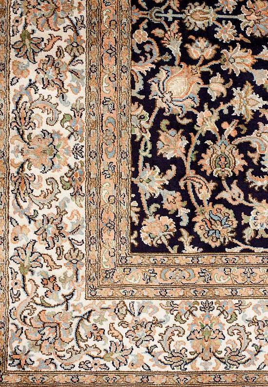 Шелковый ковер ручной работы из Индии 236994-d.blue/beige
