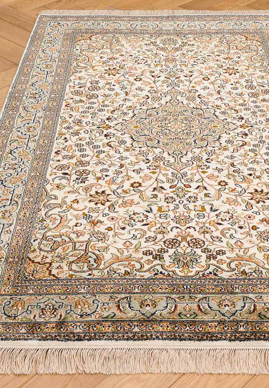 Шелковый ковер ручной работы из Индии 243424-Saroukh beige/green