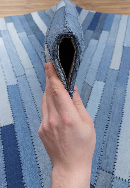 Ковер пэчворк ручной работы из джинсы Stripes-Natural