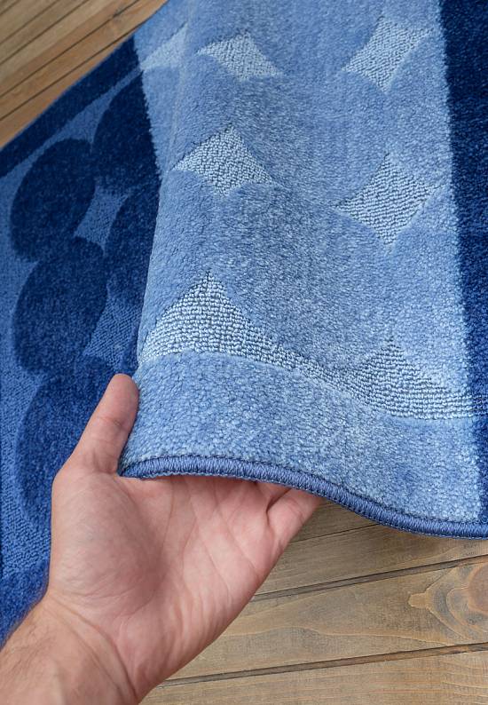 Синий комплект ковриков для ванной комнаты и туалета Edremit 2582 Dark Blue BQ