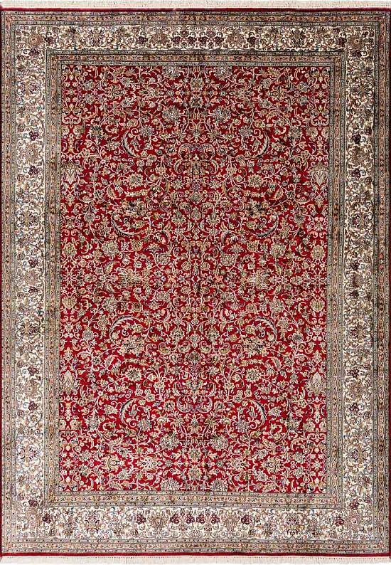 Шелковый ковер ручной работы из Индии 236790-red/beige