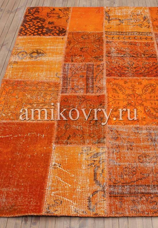 Безворсовый ковер-пэчворк ручной работы 004-Amber Glow