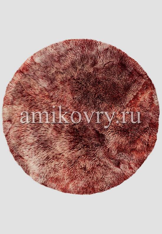 Новозеландская овчина бордо-снежная круг