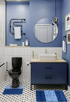 комплект ковриков для ванной в интерьере Confetti Bath Maximus Sariyer 2582 Dark Blue PS