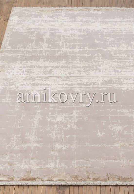 Ковер из шерсти с вискозой и бахромой 613-Beige