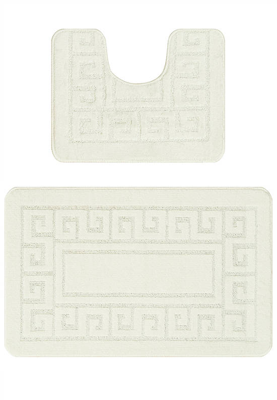 Белый комплект ковриков для ванной и туалета Ethnic 2581 Pearl White PS