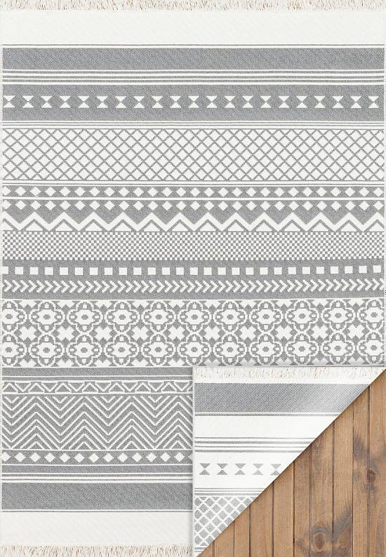 Двусторонний безворсовый ковер в этно-стиле AR 07 Grey