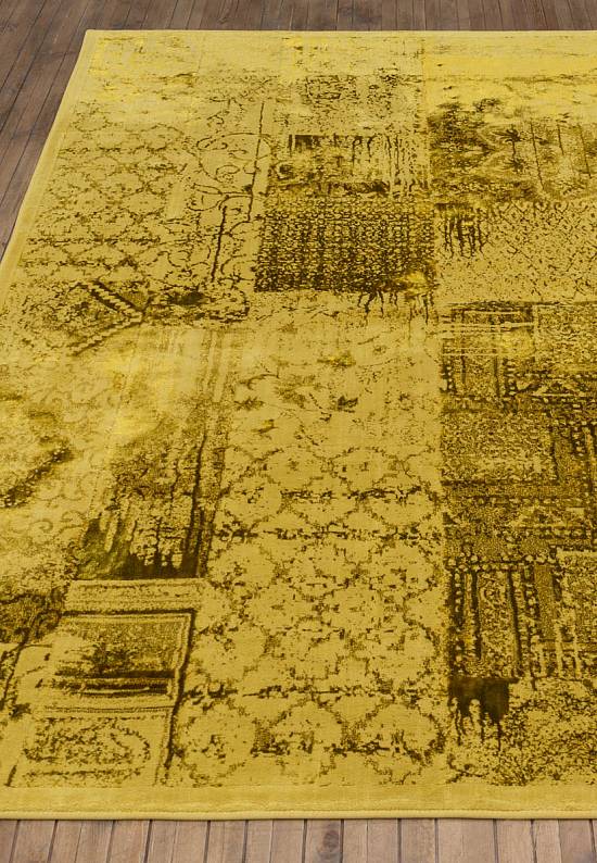 Турецкий ковер из хлопка и вискозы Patchwork Mustard