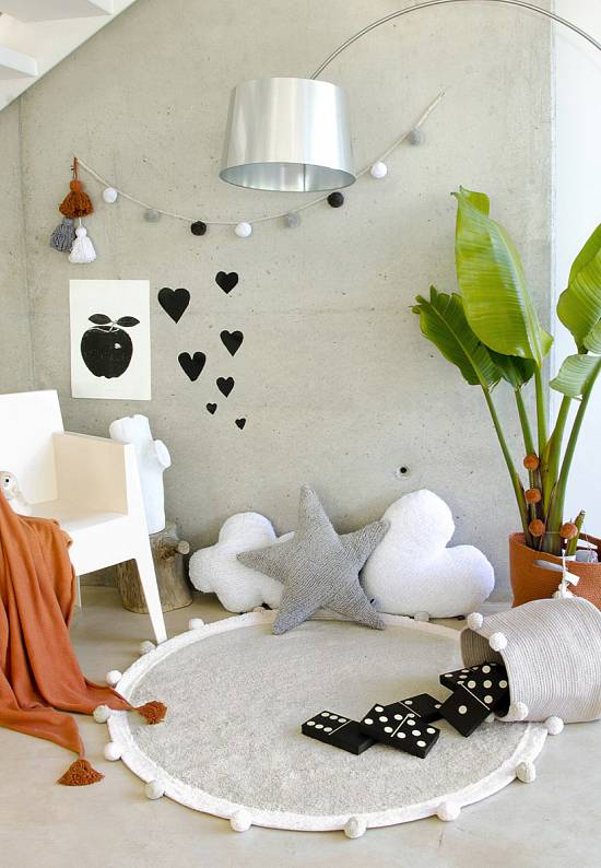 Детский стираемый ковер Pom-poms Light Grey