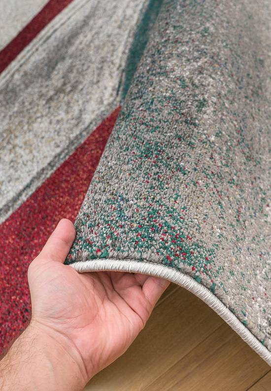 Современный синтетический ковер D827-Gray-Red