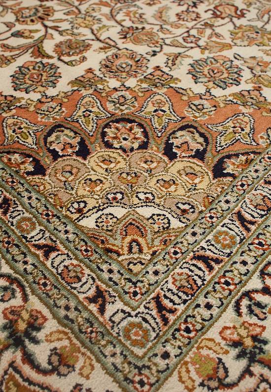Шелковый ковер ручной работы из Индии 243523-Nain beige/green