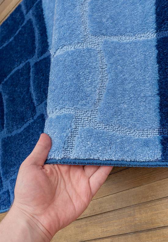 Синий комплект ковриков для ванной комнаты и туалета Sariyer 2582 Dark Blue BQ