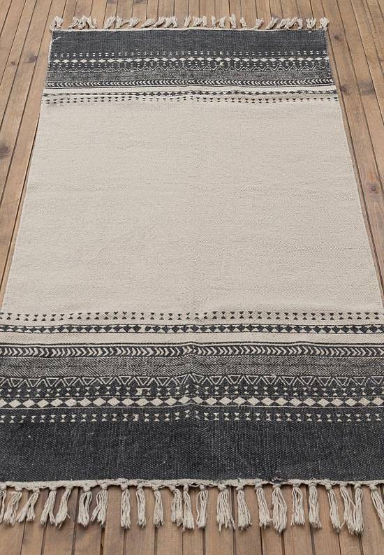 Безворсовый ковер из хлопка JHC-17-01 natural-dark grey